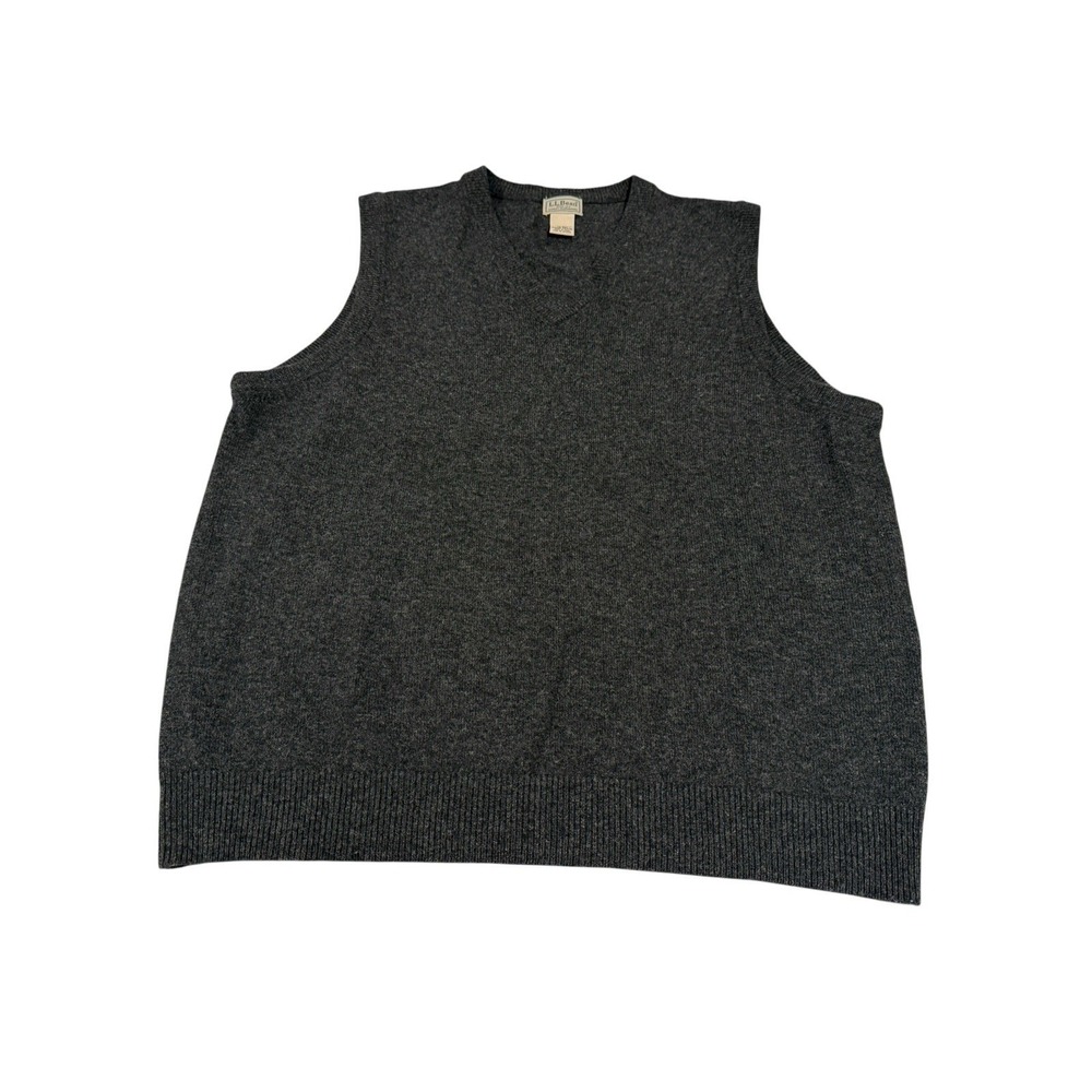 LL Bean Vest Men's Size XL Black 100% Lambswool Sleeveless Knit Sweater ECU